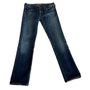 Paige Pico Low Rise Bootcut Flap Jeans Women Size 29 Blue Distressed + Stretch